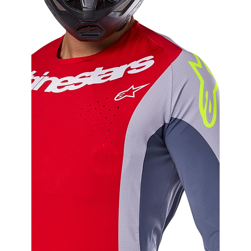 Alpinestars Techstar Melt maglia da motocross rosso-grigio