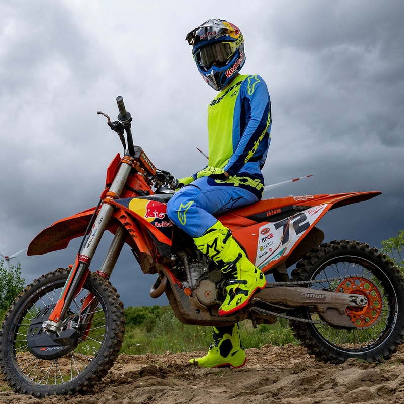 Alpinestars Techstar Melt maglia da motocross giallo-blu fluo