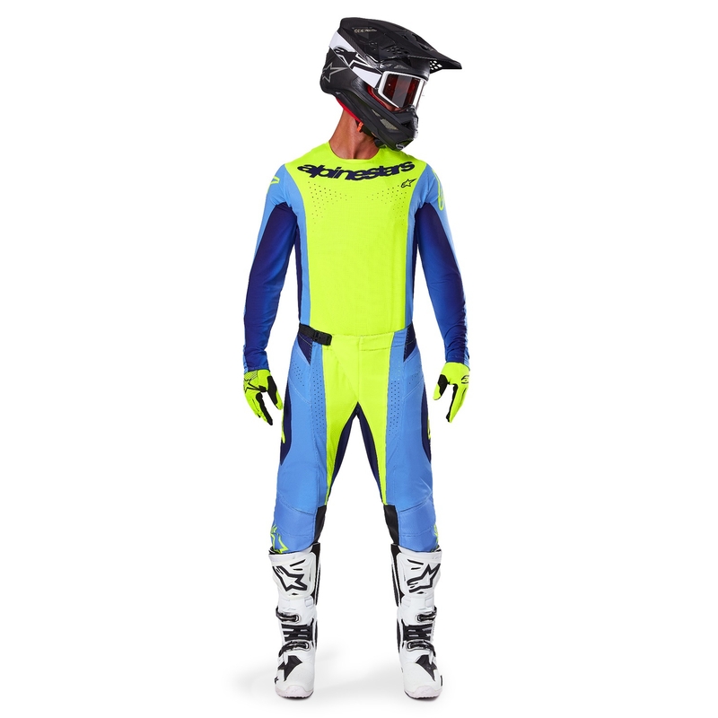 Alpinestars Techstar Melt maglia da motocross giallo-blu fluo