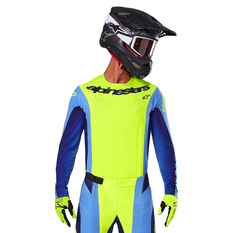 Alpinestars Techstar Melt maglia da motocross giallo-blu fluo