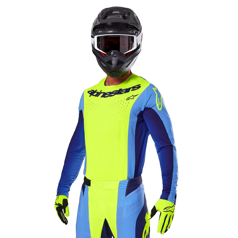 Alpinestars Techstar Melt maglia da motocross giallo-blu fluo