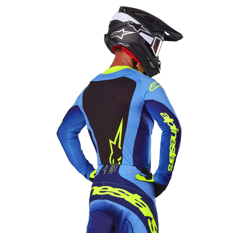 Alpinestars Techstar Melt maglia da motocross giallo-blu fluo