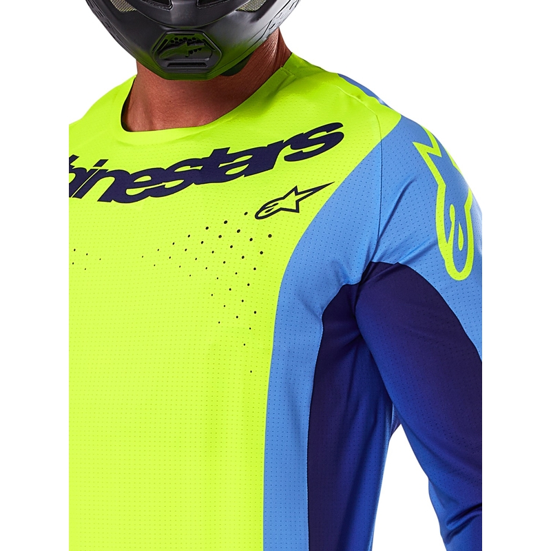 Alpinestars Techstar Melt maglia da motocross giallo-blu fluo
