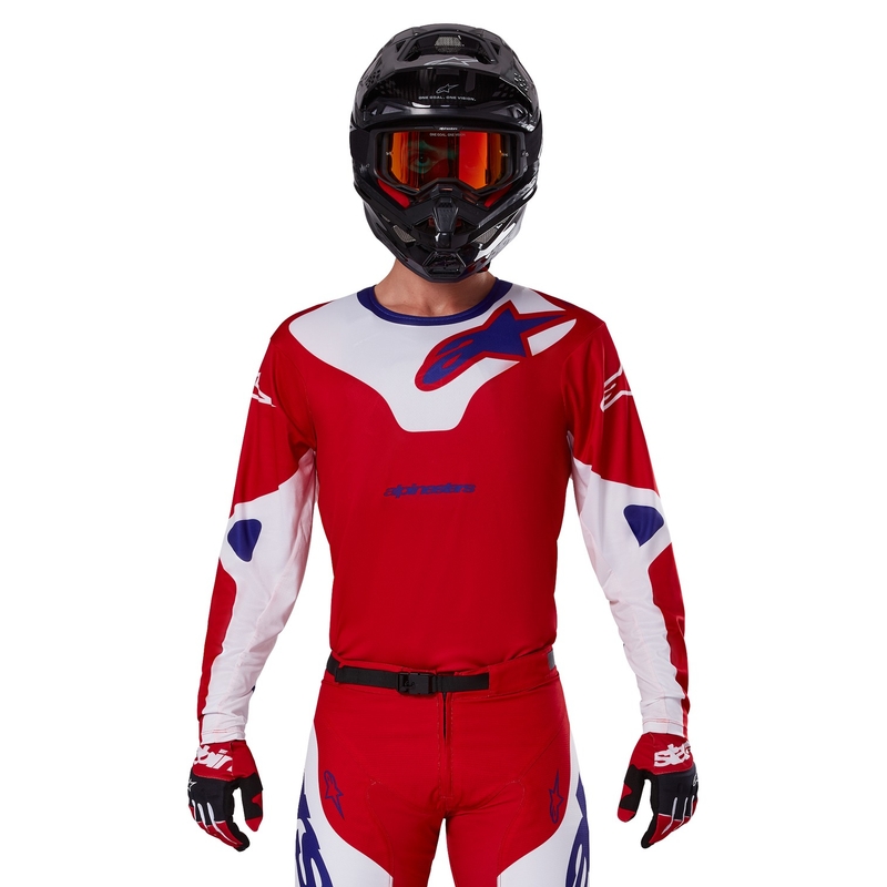 Alpinestars Racer Veil maglia da motocross rossa e bianca