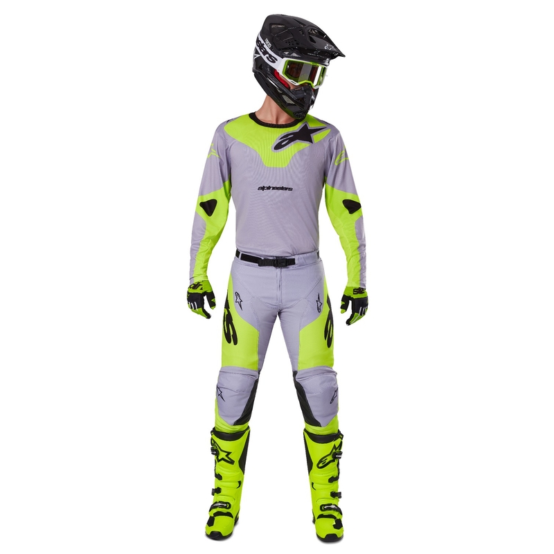Alpinestars Racer Veil maglia da motocross grigio-giallo fluo