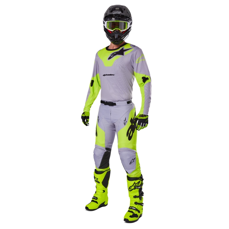 Alpinestars Racer Veil maglia da motocross grigio-giallo fluo