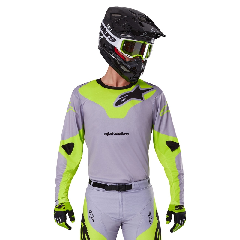 Alpinestars Racer Veil maglia da motocross grigio-giallo fluo