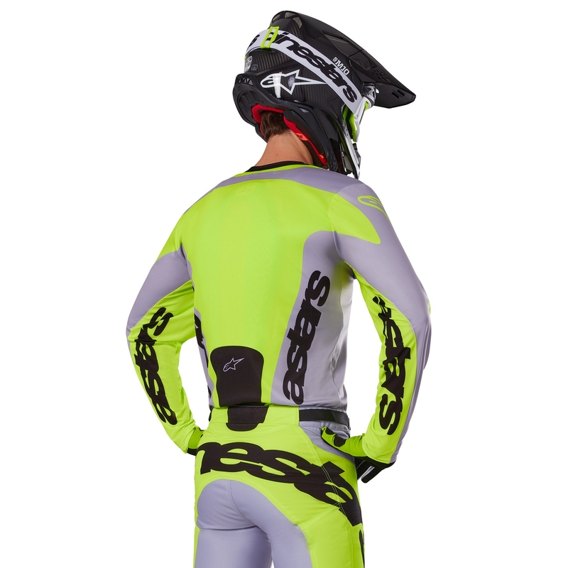 Alpinestars Racer Veil maglia da motocross grigio-giallo fluo
