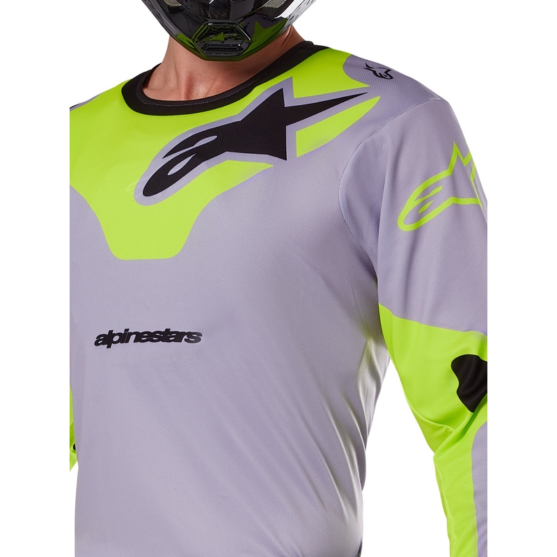 Alpinestars Racer Veil maglia da motocross grigio-giallo fluo