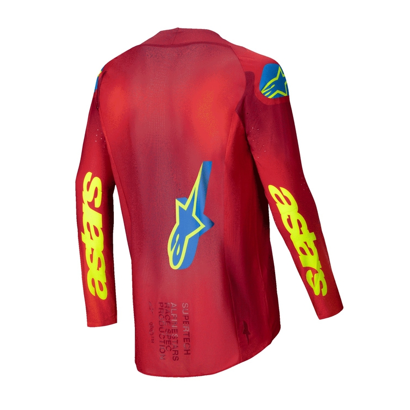 Maglia da motocross Alpinestars Supertech Maker rosso-giallo fluo