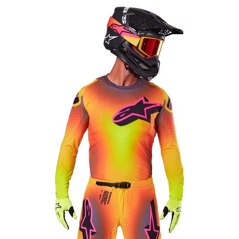Maglia da motocross Alpinestars Supertech Lipan giallo-rosa