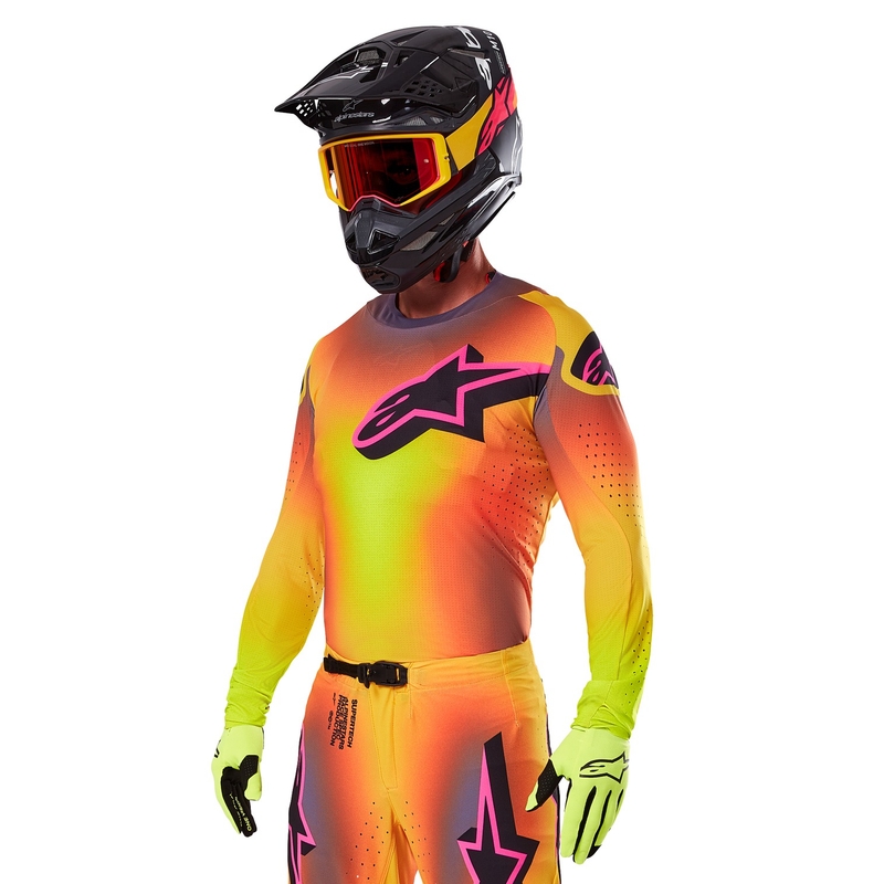 Maglia da motocross Alpinestars Supertech Lipan giallo-rosa