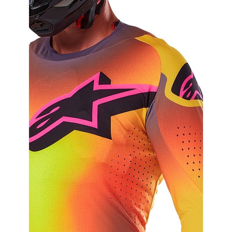 Maglia da motocross Alpinestars Supertech Lipan giallo-rosa