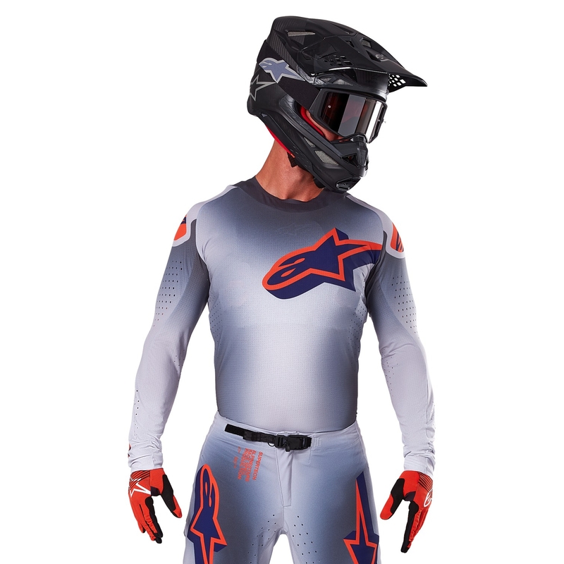 Alpinestars Maglia da motocross Supertech Lipan grigio-arancio fluo