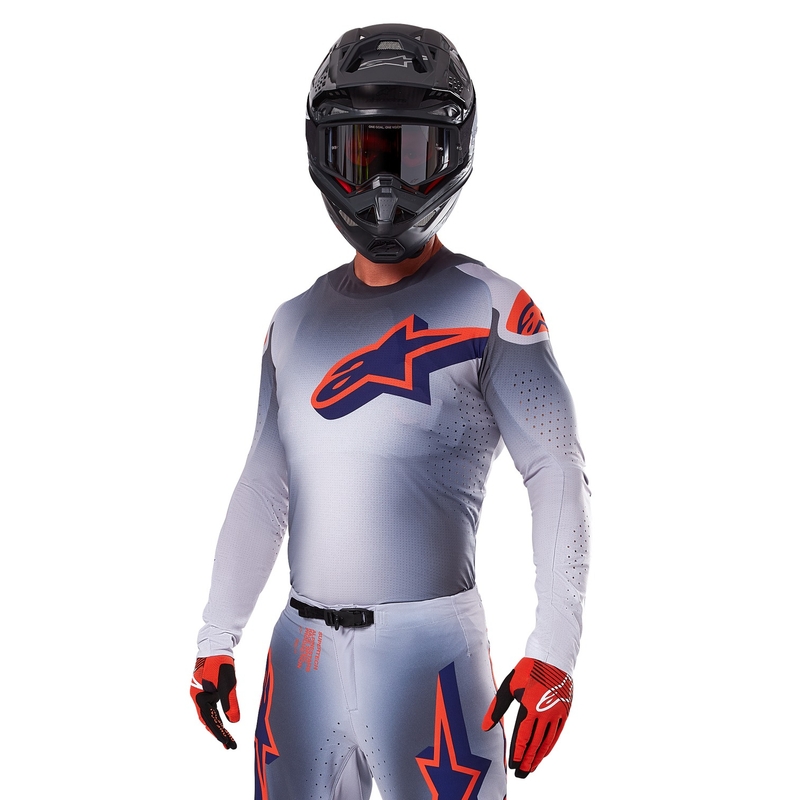 Alpinestars Maglia da motocross Supertech Lipan grigio-arancio fluo