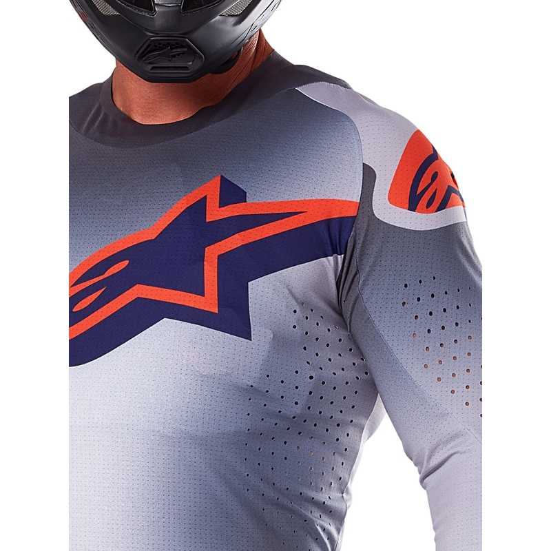 Alpinestars Maglia da motocross Supertech Lipan grigio-arancio fluo