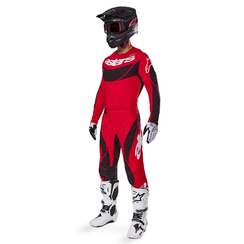 Alpinestars Techstar Dreem maglia da motocross rossa e nera