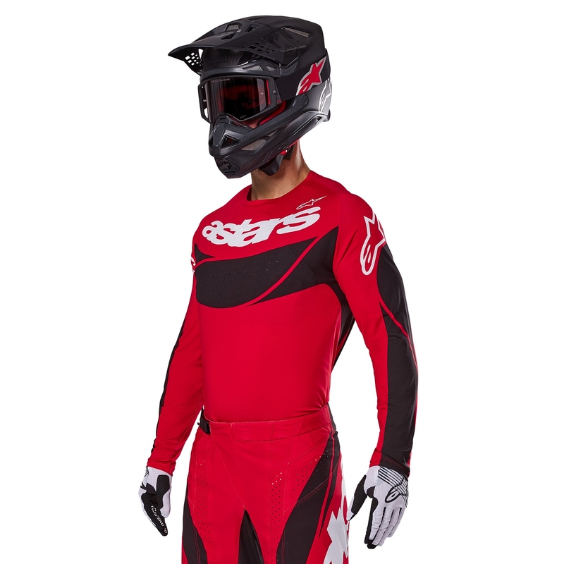 Alpinestars Techstar Dreem maglia da motocross rossa e nera