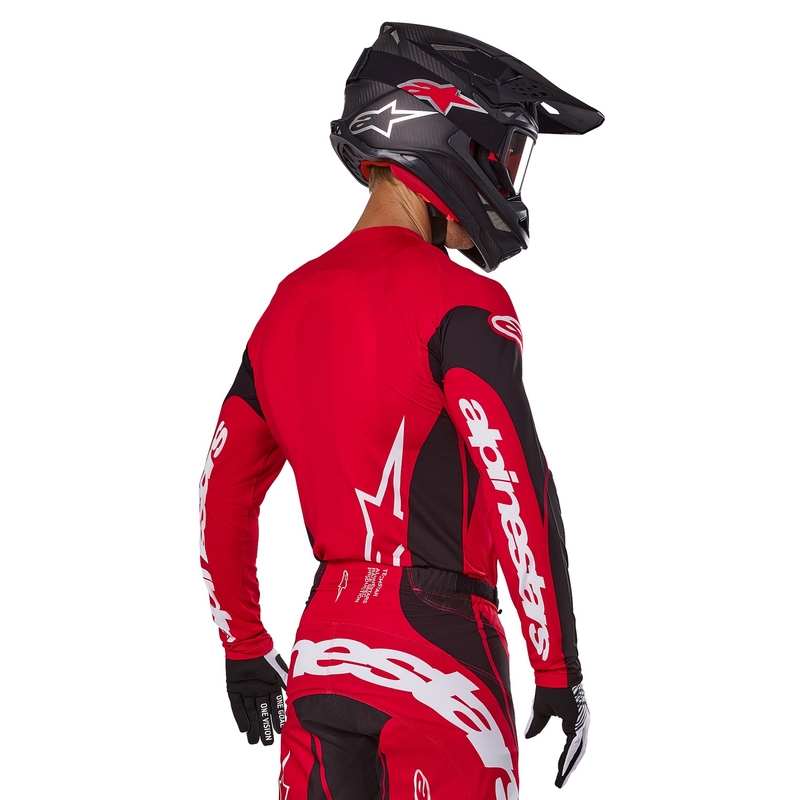 Alpinestars Techstar Dreem maglia da motocross rossa e nera