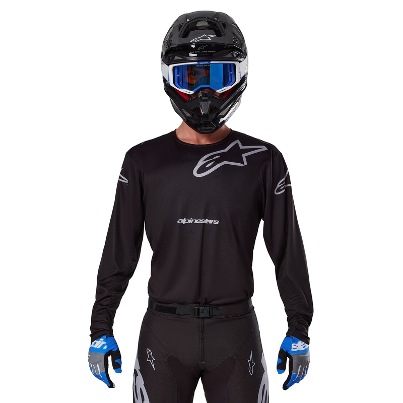Alpinestars Racer Graphite maglia da motocross nera e grigia
