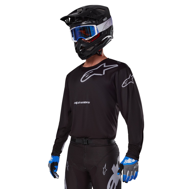 Alpinestars Racer Graphite maglia da motocross nera e grigia