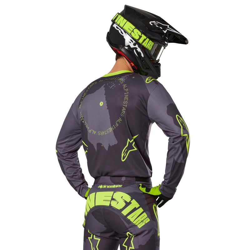 Alpinestars Racer Hollow maglia da motocross giallo fluo e camo scuro