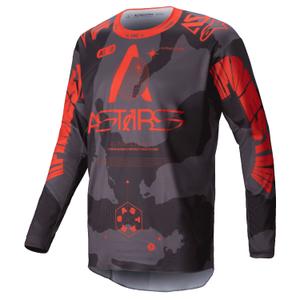 Alpinestars Racer Hollow maglia da motocross grigio camo-arancio fluo