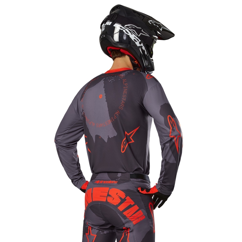 Alpinestars Racer Hollow maglia da motocross grigio camo-arancio fluo
