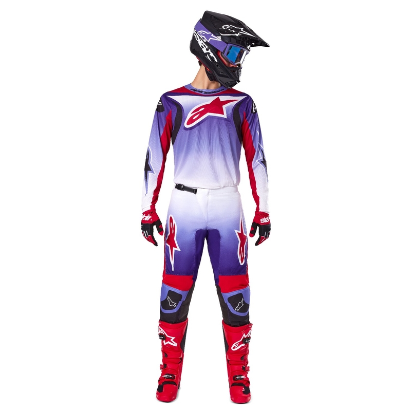 Alpinestars Fluid Wurx maglia da motocross viola-rosso fluo