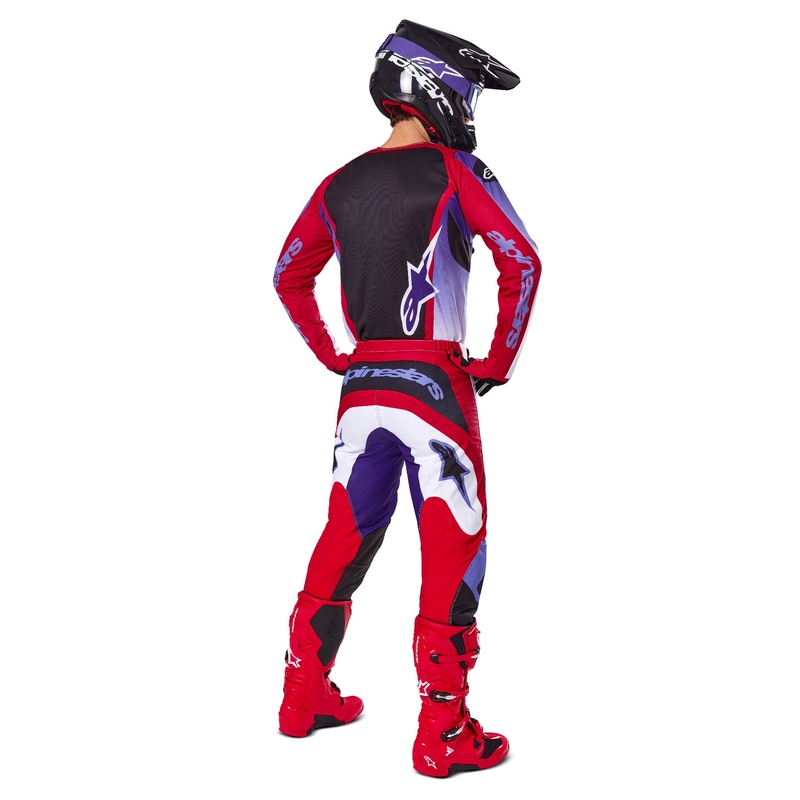Alpinestars Fluid Wurx maglia da motocross viola-rosso fluo