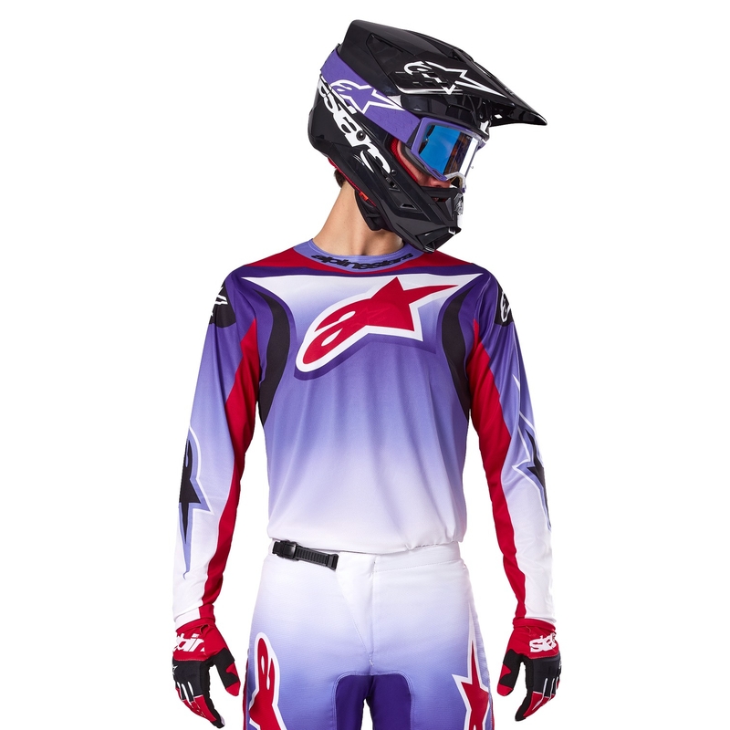 Alpinestars Fluid Wurx maglia da motocross viola-rosso fluo