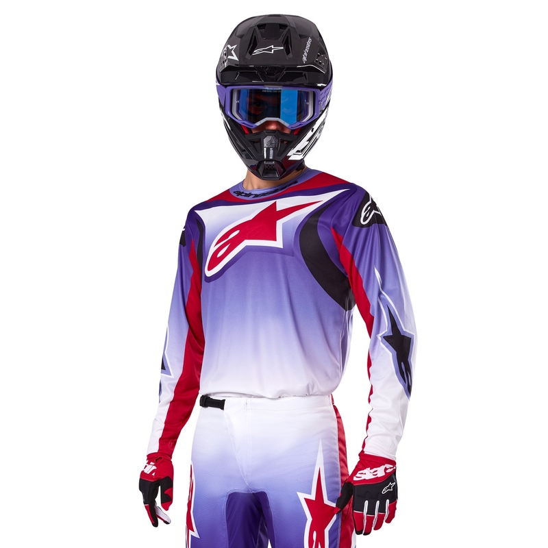 Alpinestars Fluid Wurx maglia da motocross viola-rosso fluo