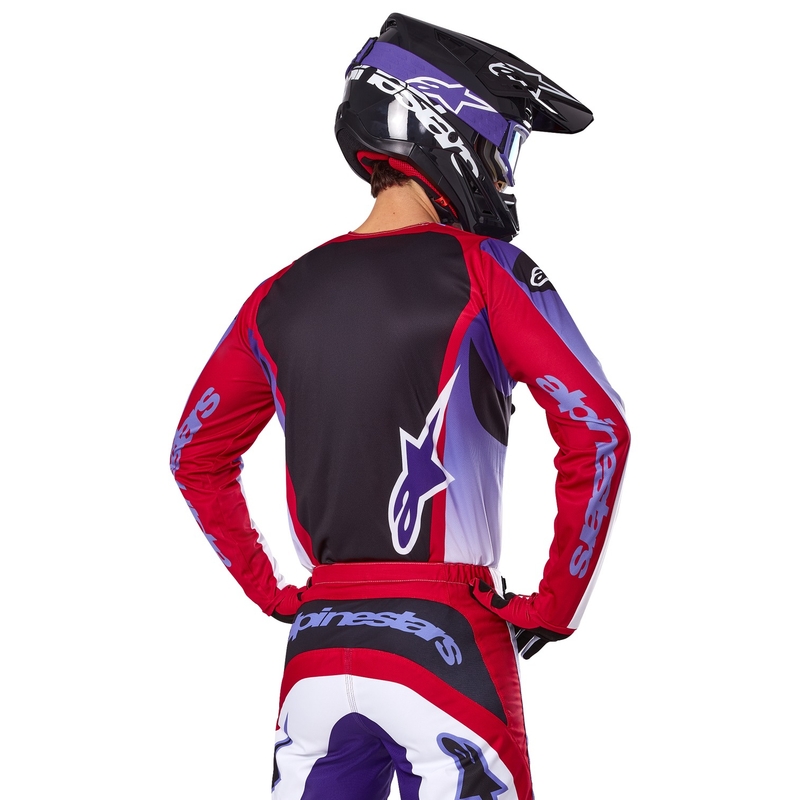 Alpinestars Fluid Wurx maglia da motocross viola-rosso fluo
