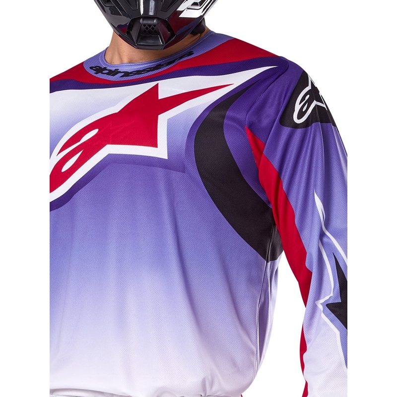 Alpinestars Fluid Wurx maglia da motocross viola-rosso fluo