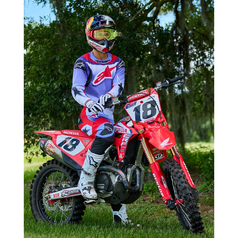 Alpinestars Fluid Wurx maglia da motocross viola-rosso fluo