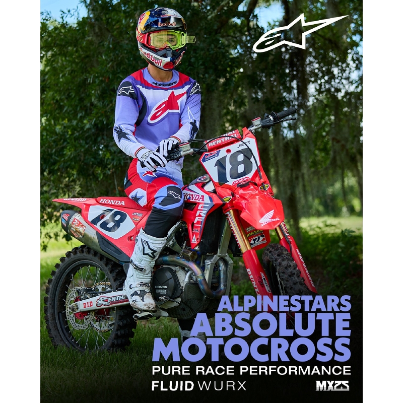 Alpinestars Fluid Wurx maglia da motocross viola-rosso fluo
