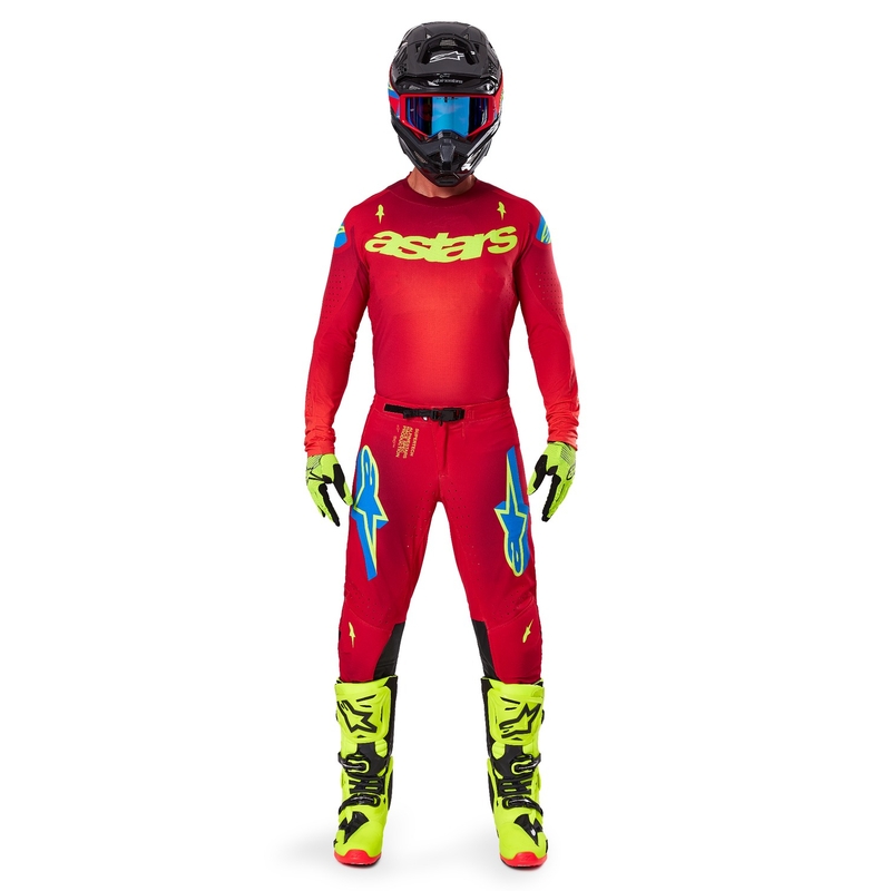 Alpinestars Supertech Maker Motocross Pants rosso-giallo fluo