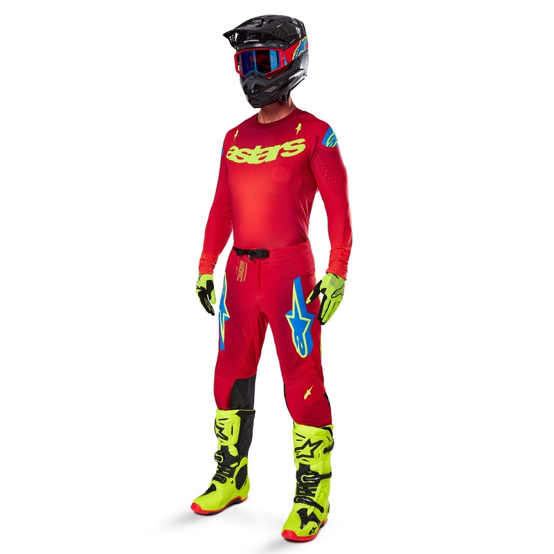 Alpinestars Supertech Maker Motocross Pants rosso-giallo fluo