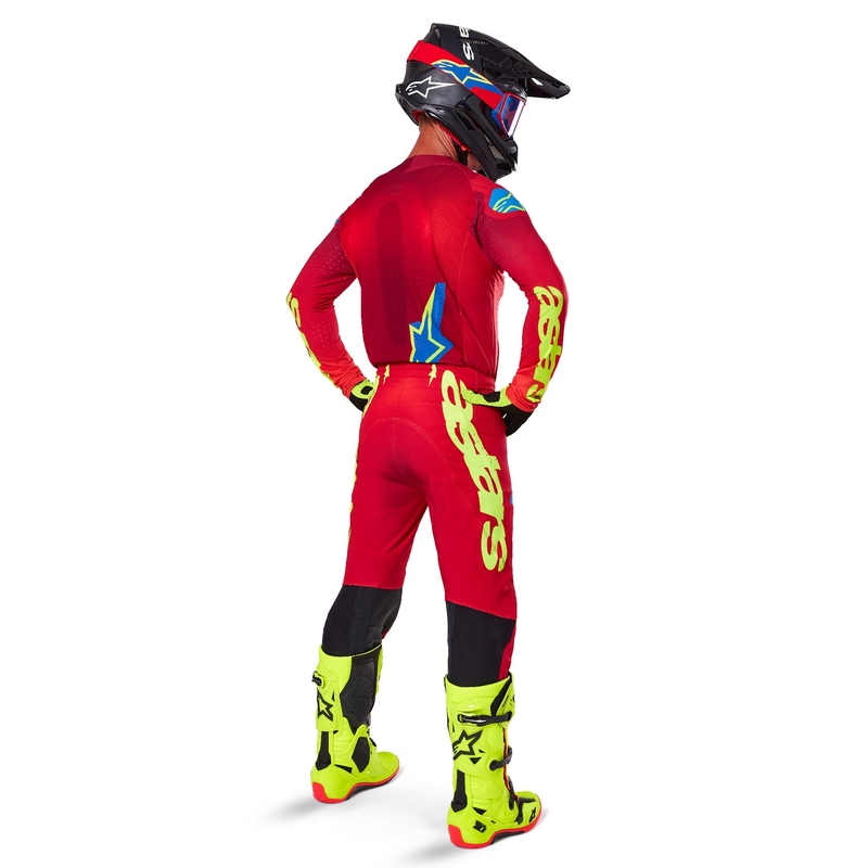 Alpinestars Supertech Maker Motocross Pants rosso-giallo fluo