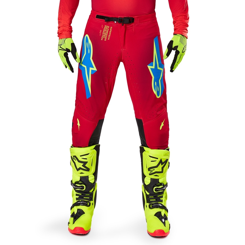 Alpinestars Supertech Maker Motocross Pants rosso-giallo fluo