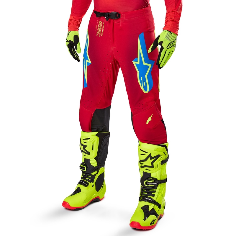 Alpinestars Supertech Maker Motocross Pants rosso-giallo fluo