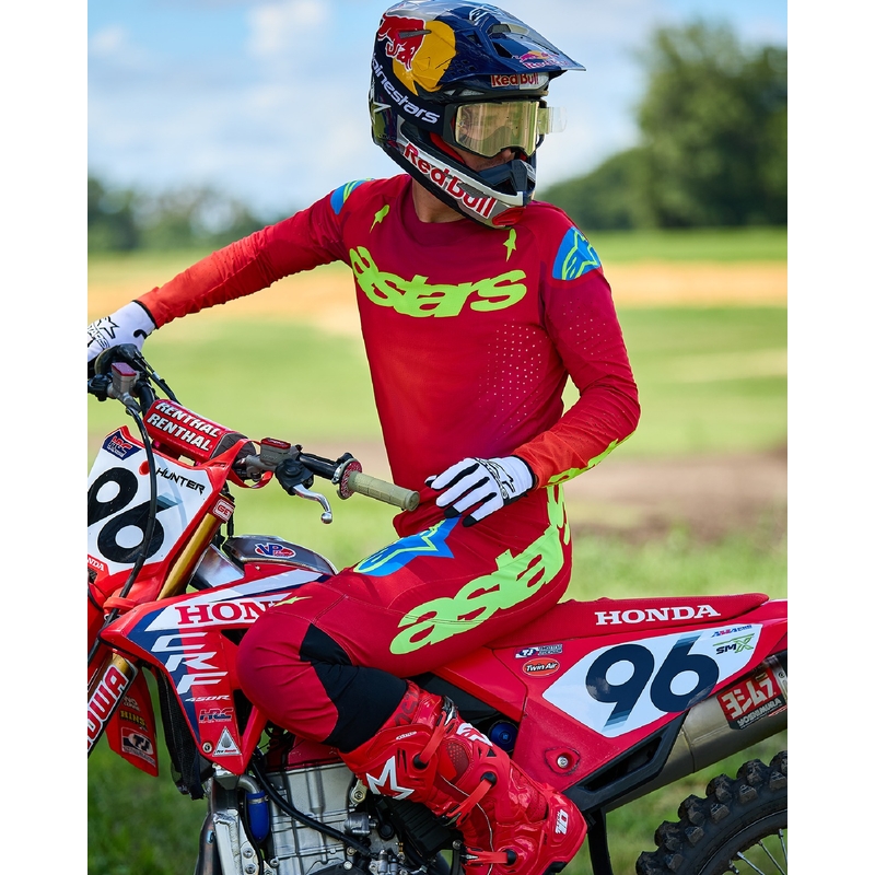 Alpinestars Supertech Maker Motocross Pants rosso-giallo fluo