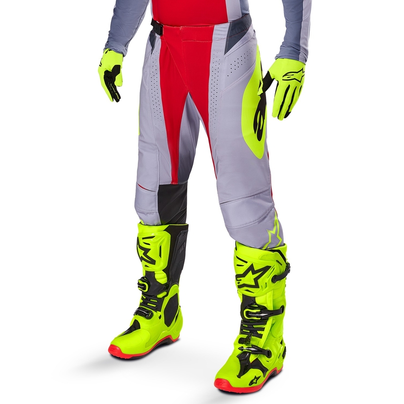 Alpinestars Techstar Melt Pantaloni da motocross rosso e grigio