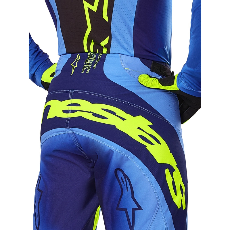Alpinestars Techstar Melt, pantaloni da motocross giallo-blu fluo