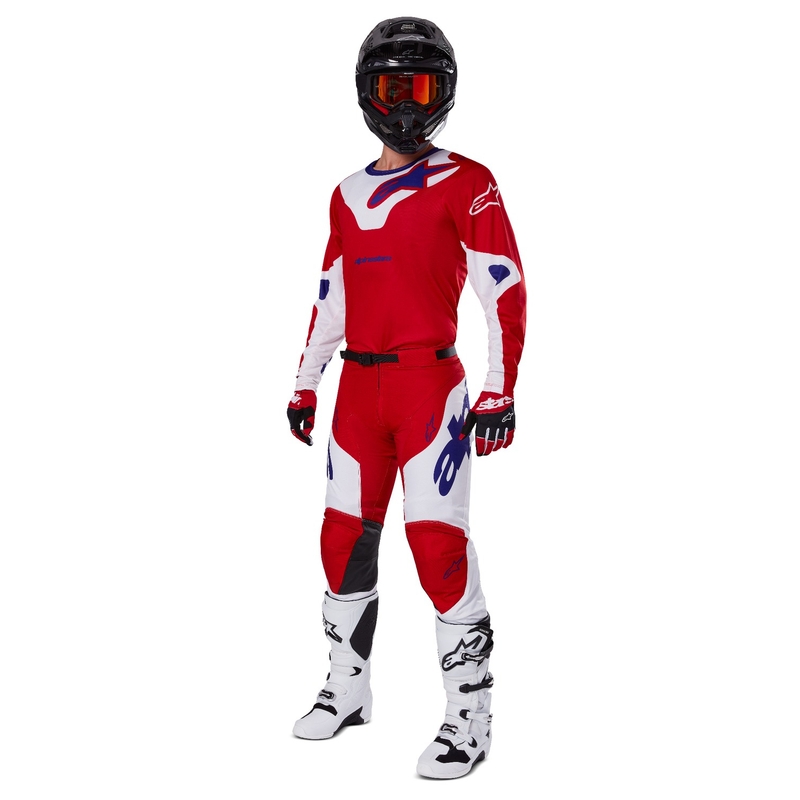 Alpinestars Racer Veil Pantaloni da motocross rossi e bianchi