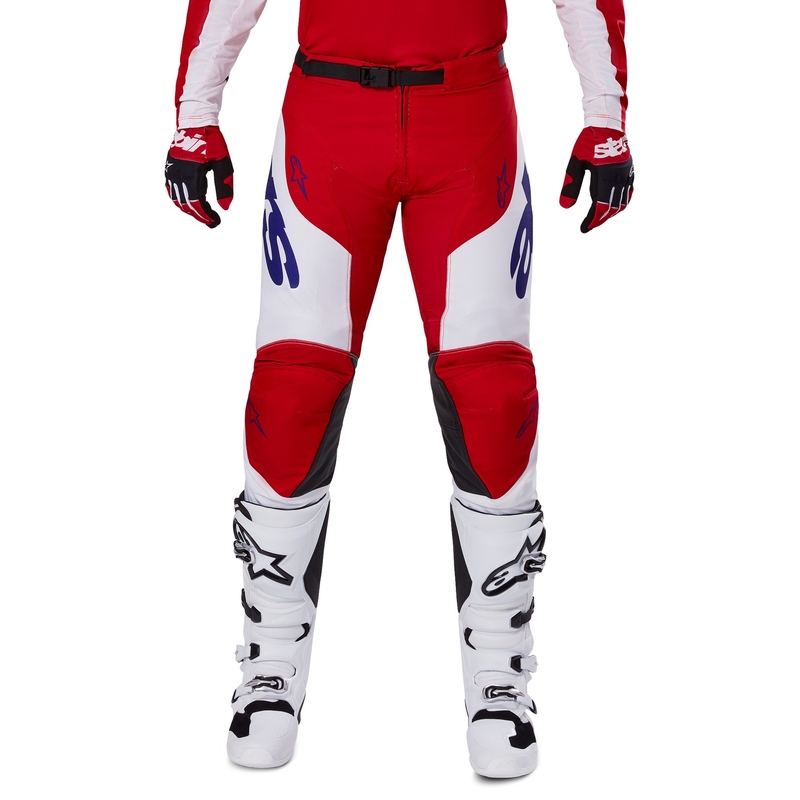 Alpinestars Racer Veil Pantaloni da motocross rossi e bianchi