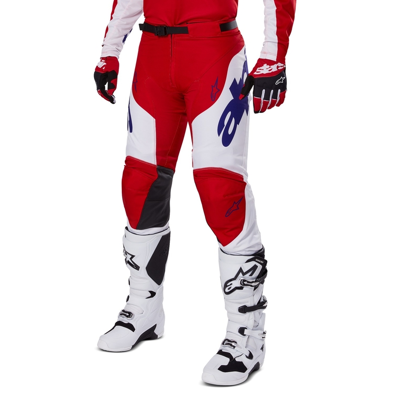 Alpinestars Racer Veil Pantaloni da motocross rossi e bianchi