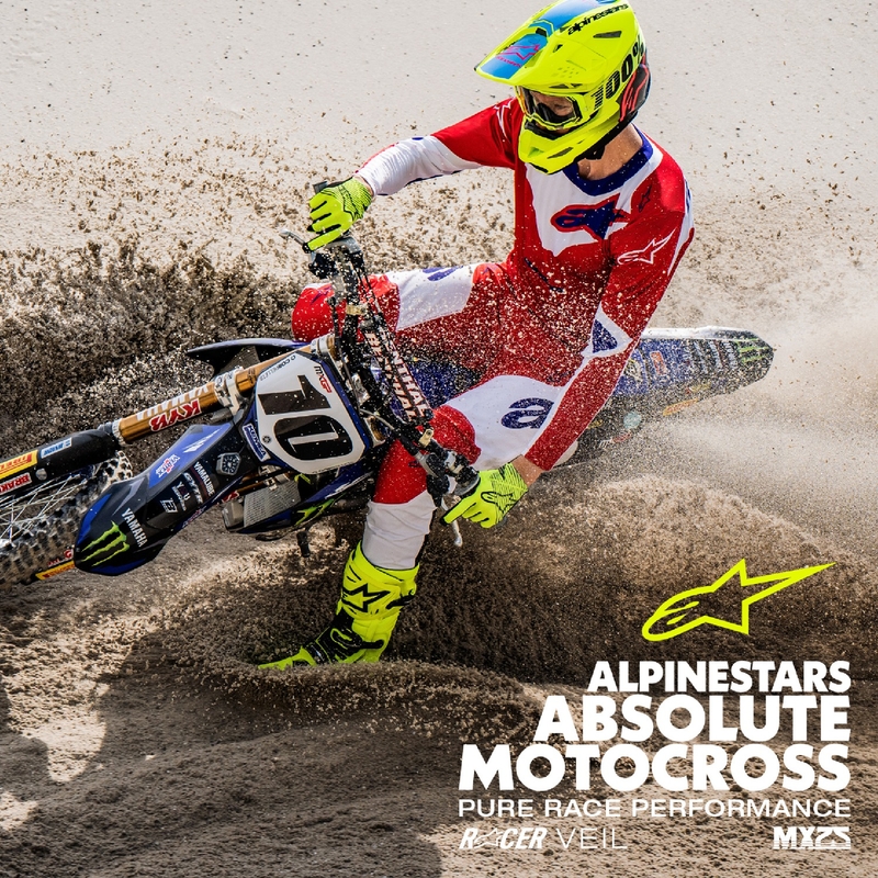 Alpinestars Racer Veil Pantaloni da motocross rossi e bianchi