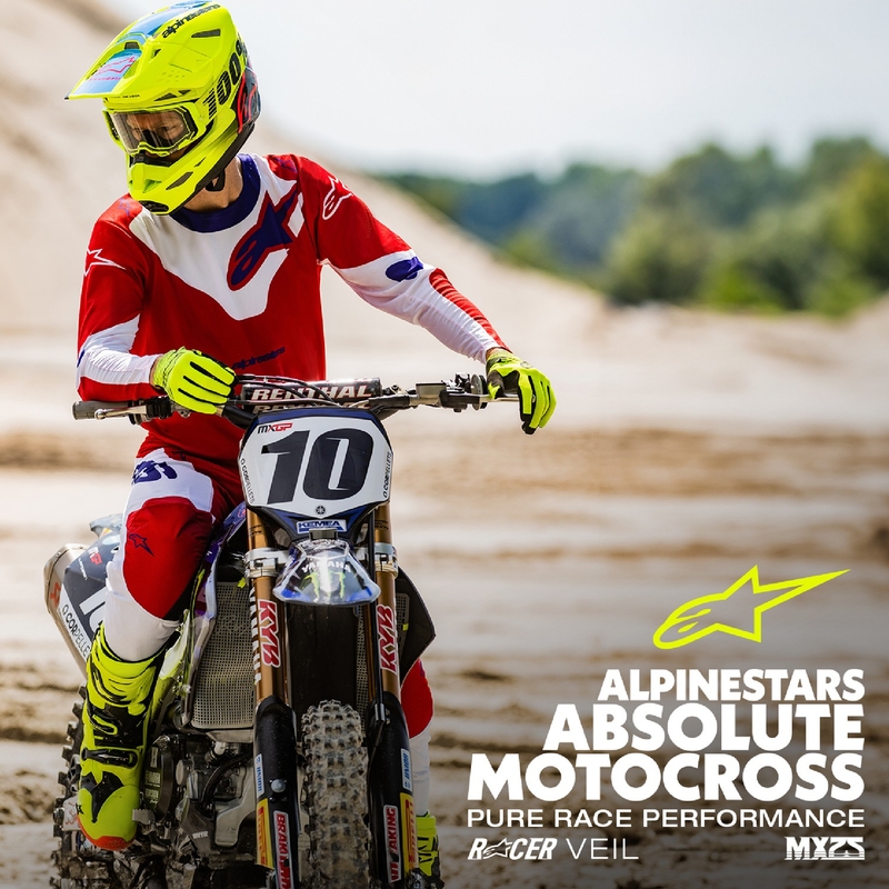 Alpinestars Racer Veil Pantaloni da motocross rossi e bianchi