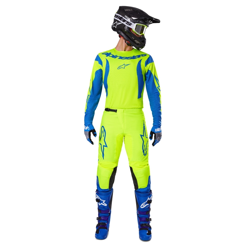 Alpinestars Fluid Haul pantaloni da motocross giallo fluo-blu